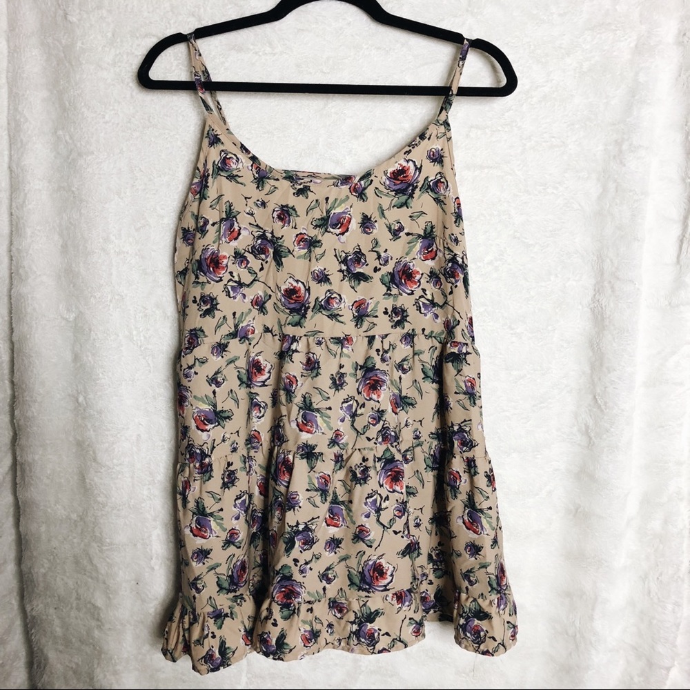 Nordstrom Cream Floral tiered slip dress Size L